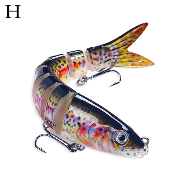 &Leurres de Pêche 8 Segments Poisson Achigan Minnow Swimbait Attirail Crochet Crank Baits