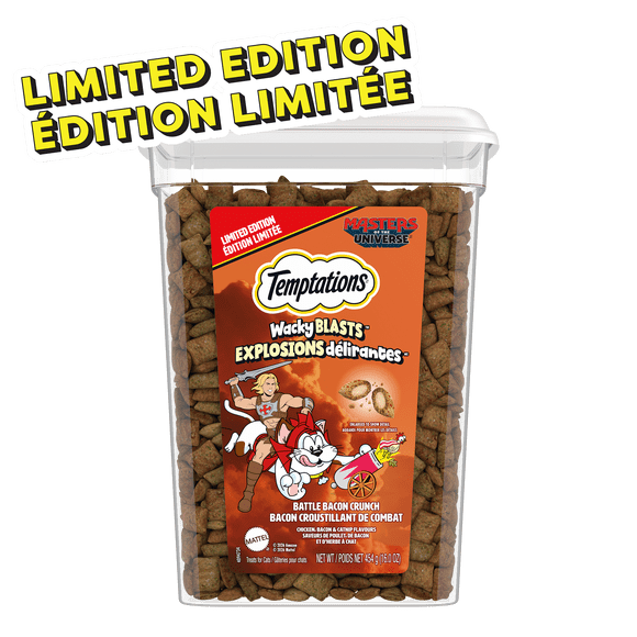 Temptations Wacky Blasts Cat Treats, Cluckin’ Bacon Flavour, 454g Tub