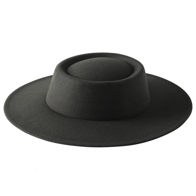 Female Hat Solid Color Flat-Top Cap Blower Hat Woolen Cap Fedoras
