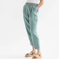 thumbnail image 3 of Woman Solid Color Cotton And Linen Loose Casual Wide Leg Nine-Quarter Pants, 3 of 7