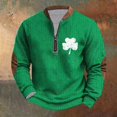 thumbnail image 4 of Penkiiy Haut Imprimé pour la Saint-Patrick pour Hommes Demi-Fermeture à Glissière Manches Longues Col Rond Chemise 5TG Multicolore, 4 of 5