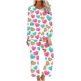 thumbnail image 1 of TIMIFIS Ensembles de Pyjama pour Femmes 2 Pcs - Pyjamas de la Saint-Valentin pour Femmes - Ensembles de Pyjamas pour Dames Manches Longues Col Rond Haut et Pantalon Ensembles de Détente, 1 of 3