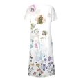 thumbnail image 4 of CHOK Robe en Lin Décontractée à Manches Courtes et Col Rond pour Femmes, Couleur Unie, Coton et Lin, Robe d'Été 2024 avec Poches, Gris, TG, 4 of 5