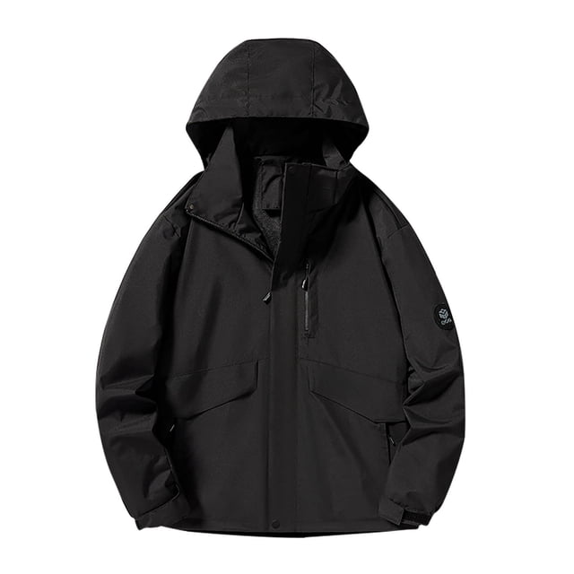 DecSea Men's Softshell Military Jacket With Removable Hood, Fleece Lined and Water Repellent Outdoor Reflective Coat