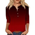 thumbnail image 1 of Bellella Hauts pour Femmes T-shirt à Imprimé Floral Col Rond Tee Tunique Douce Manches 3/4 Blouse T-shirt Noir Rouge Dégradé S, 1 of 2