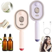 2026 New Electric Steam Brush, Electric Steam Brushs for Hair, Rechargeable Steam Hair Straightener, Detangling Steam Brush for Short Hair, Reduce Frizz, Nourishes Hairs, Anti-Static (Purple+Pink)
