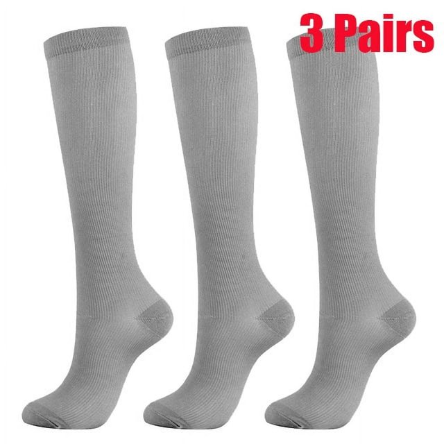 HLONK 3 Pairs Women Comfortable Compression Socks Support Knee Sock