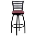 thumbnail image 3 of HERCULES Series Black Ladder Back Swivel Metal Barstool - Burgundy Vinyl Seat, 3 of 9