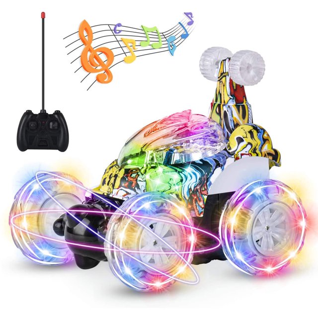 ZECATL Remote Control Car, RC Stunt Car Invincible Tornado Twister Remote Control Rechargeable Vehicle with Colorful Lights & Music Switch for Kids (Camouflage)