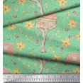 thumbnail image 3 of Soimoi Green Moss Georgette Fabric Treehouse & Freesia Floral Print Printed Fabric 1 Yard 44 Inch Wide, 3 of 5