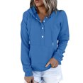 thumbnail image 1 of Timegard Hoodies for Women Button Long Sleeve Sweatshirts Pullover Fall Winter Loose Top with Pocket, 1 of 6