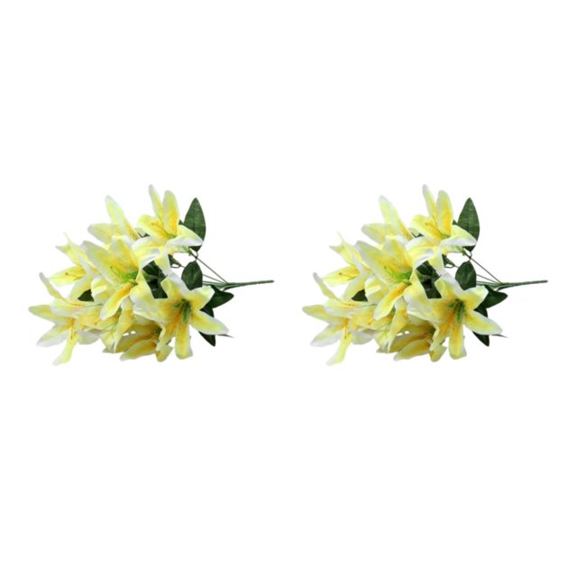 mmirethe Low Maintenance Artificial Lilium Flower Realistic Appearance And Long-lasting yellow 2Set