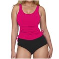 thumbnail image 3 of VBTAPA Womens Tankini Swimsuit Tummy Control Two Piece Bathing Suit Color Block Beach Swimwear Ruched Drawstring Modest Swimsuits Sales of the Day Hot Pink S, 3 of 9