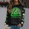 thumbnail image 2 of Pompotops Femmes St. Patrick'S Day Mode Imprimé en Vrac Manches Longues Chemisier Col Rond Casual Pull Tops Pullshirt Dégagement, 2 of 5