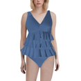 thumbnail image 1 of Duoif Maillot de Bain une Pièce pour Femme, Maillot de Bain pour Femme à Volants, Maillot Gainant Couvrant, Robe de Bain Rétro, Tenue de Bain, Maillots de Bain pour Femme, Contrôle du Ventre, Maillots de Bain pour Femme Bleu Marine P, 1 of 4