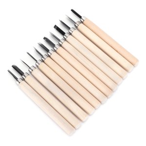 Rubber  Carving Knife Kit, Professional Wood Carving Knife Set 12Pcs Portable  for Carving for Wood Clay Rubber Linoleum Blocks