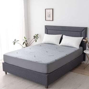 Comfy Bamboo World Protège-Matelas Imperméable au Charbon, Housse Hypoallergénique, Lit Format Grand