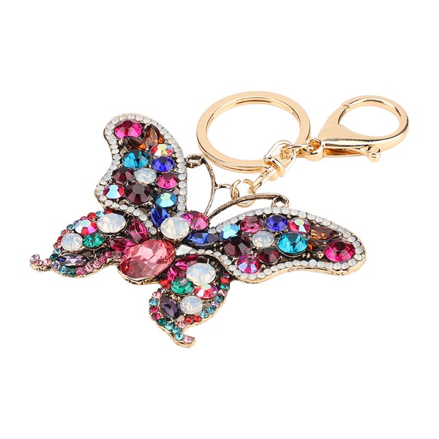 Charme, Porte-Clés Strass de Chaîne en Alliage de Zinc Portable pour Sac à Main pour Clé Colorée, Café, Bleu