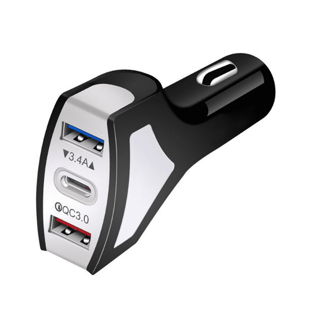 Portable 3 USB Ports QC 3.0 PD Fast Charging Mobile Phone Car Charger Power Adapter