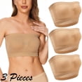 thumbnail image 3 of 3 Pieces Womens Non Padded Bandeau Sprots Bra Strapless Convertible Bralettes Basic Layer Top Bra, 3 of 6