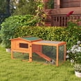 thumbnail image 2 of PawHut Wooden Rabbit Hutch Bunny Hutch Outdoor Guinea Pig House, Orange, 2 of 10