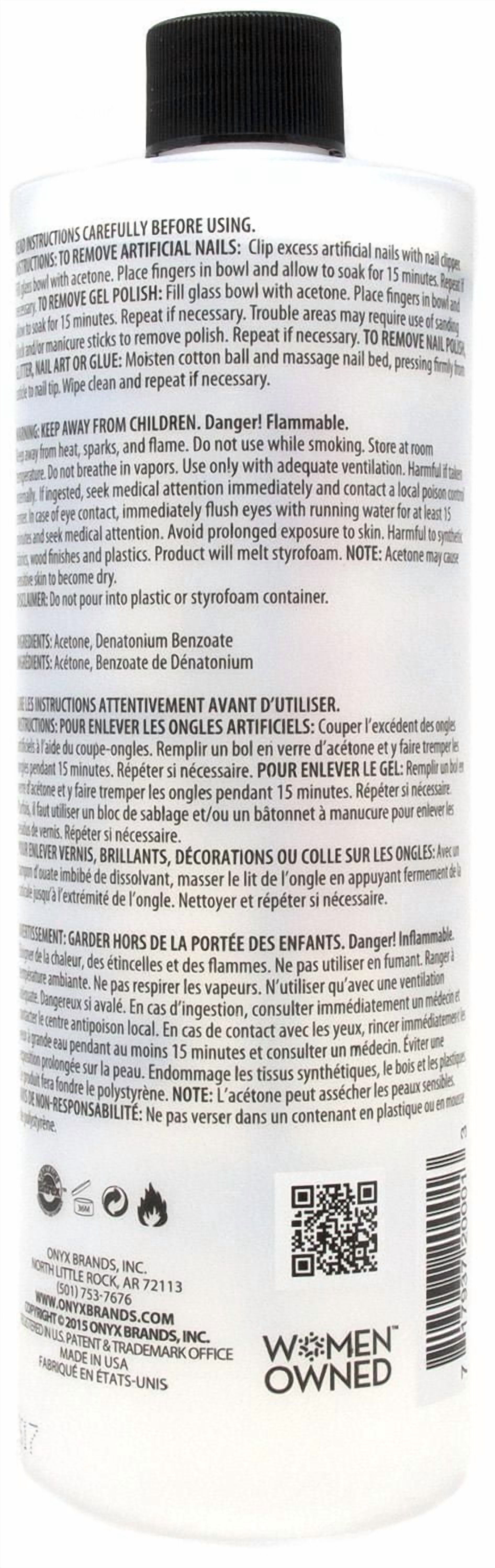 Onyx Professional Dissolvant pour Vernis à Ongles à l'Acétone Pure à 100 %