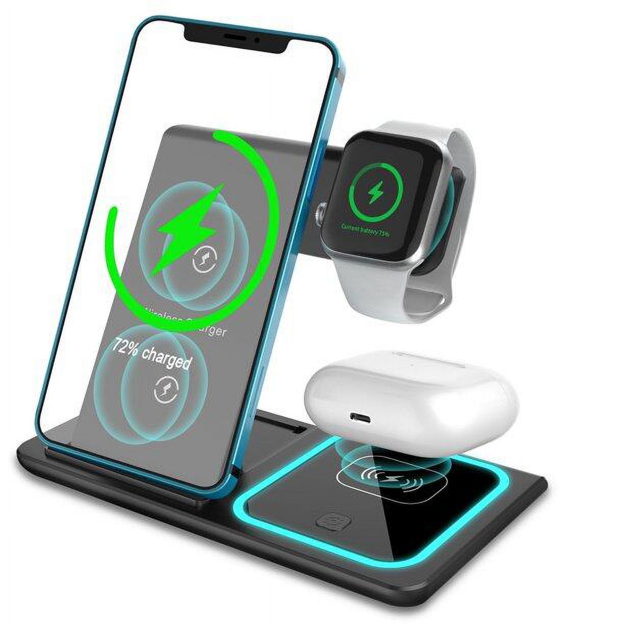 Wireless Charger, 3 in 1 Wireless Charging Pad, Qi 15W