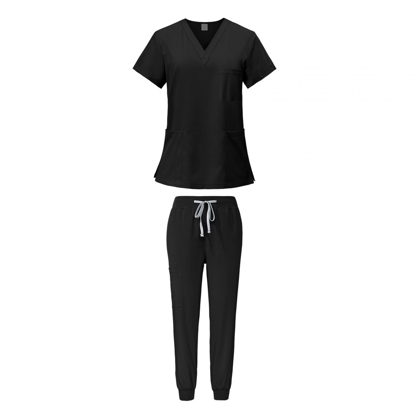 Female Scrub Set V Neckline Comfortable Nurse Work Clothing for Beauty Salon M