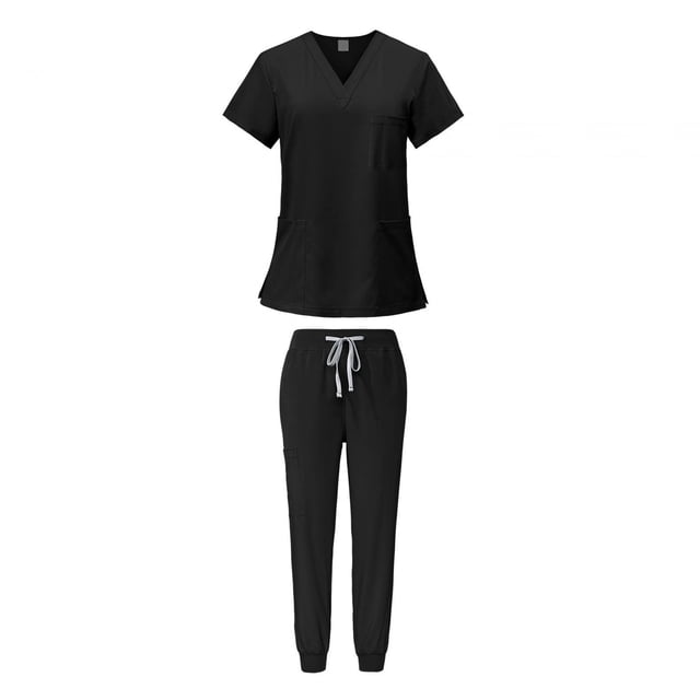 Female Scrub Set V Neckline Comfortable Nurse Work Clothing for Beauty Salon M