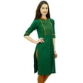 thumbnail image 4 of Phagun Kurti Droite à Col Mandarin pour Femmes, Motif Uni, Robe Ethnique Indienne de Designer, 4 of 7