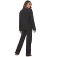 thumbnail image 3 of HEARTNICE Women Button up Pajama Set Long Sleeve Sleepwear Lightweight Pjs Set,(Black,2XL), 3 of 5