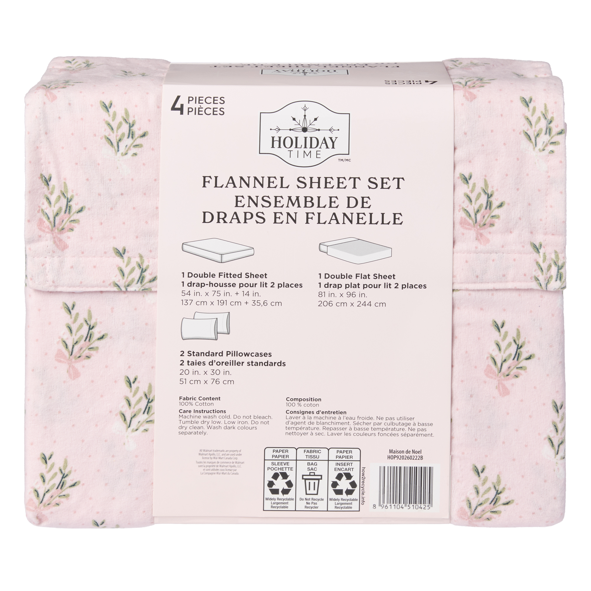 Holiday Time Queen Flannel Sheet Set