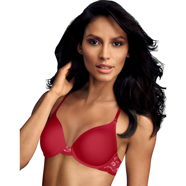 Maidenform Womens Natural Boost Demi Bra, 38C, Scarlet Berry/Spiced Almond Pink