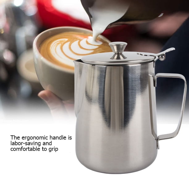 Tasse à café en acier inoxydable avec couvercle pour café latte art (1 000 ml)