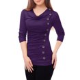 thumbnail image 4 of INSPIRE CHIC Haut Froncé à Col Bénitier pour Femme à Manches Longues avec Boutons Décoratifs pour Tenue Décontractée TG Violet, 4 of 6