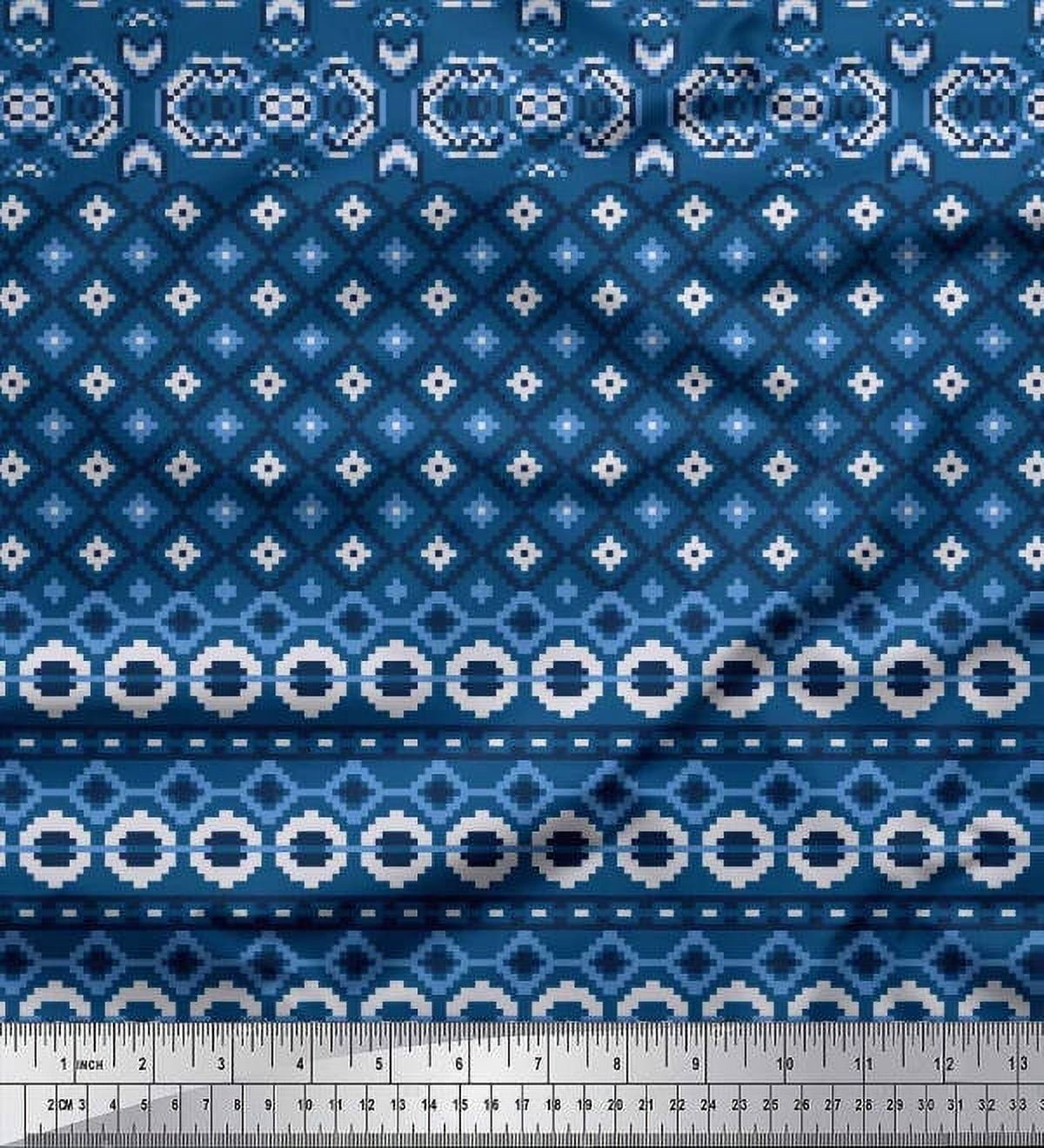 Soimoi Tissu Poly Georgette Imprimé Géométrique Aztèque Tissu au Mètre 42 Pouces de Large