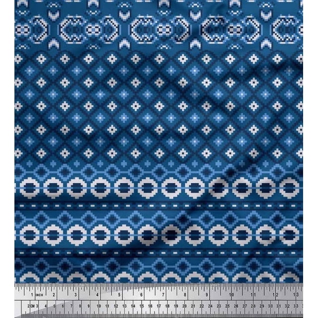 Soimoi Cotton Poplin Fabric Aztec Geometric Print Fabric by The Yard 42 Inch Wide