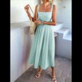 thumbnail image 4 of Womens Tie Front Button Down A-Line Dresses Summer Spaghetti Strap Midi Dress Floral Prints Green S, 4 of 6