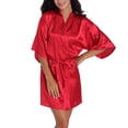thumbnail image 2 of Tqcoqu Women Hot Fix Casual Solid Color Simulated Silk Home Clothing Robes, 2 of 6