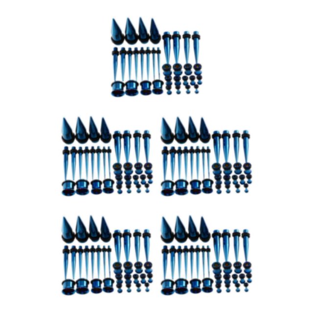 Decodeary 36 Pcs Jauges d'Oreille Kit d'Étirement Plugs 14G-00G Rallonges à la Mode et Confortables Bleu Foncé 36 Pcs 5Ensemble