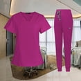 thumbnail image 2 of facefd Female Scrub Set Nurse v neckline Machine Washable Short Sleeves Suit S Rose Red, 2 of 8