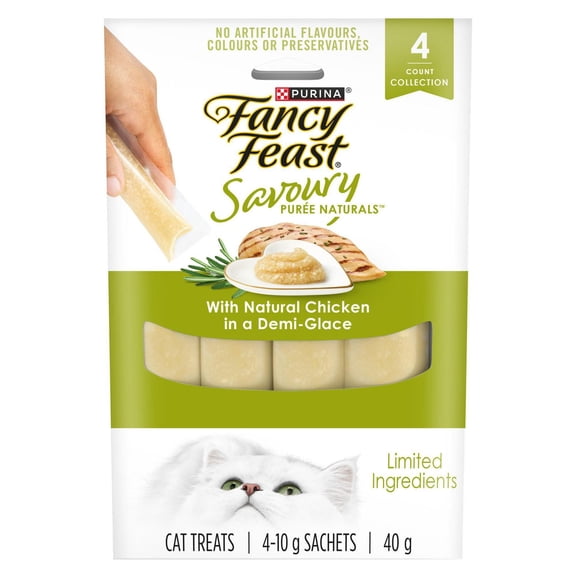 Purina Fancy Feast Savoury Puree Naturals with Natural Chicken in a Demi-Glace, Cat Treats 40g