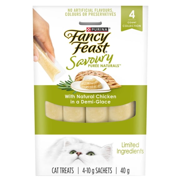Purina Fancy Feast Savoury Puree Naturals with Natural Chicken in a Demi-Glace, Cat Treats 40g