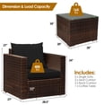 thumbnail image 2 of Costway 3PCS Patio Rattan Furniture Set Conversation Sofa Cushioned Black, 2 of 10