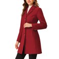 thumbnail image 4 of INSPIRE CHIC Manteaux d'Hiver Longs pour Femmes à Simple Boutonnage à Revers Cranté Rouge P, 4 of 5