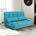 thumbnail image 2 of Costway Foldable Floor Sofa Bed 6-Position Adjustable Lounge Couch with 2 Pillows Blue, 2 of 10
