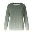 thumbnail image 5 of IROINID Liquidation T-Shirts à Manches Longues pour Femmes T-shirt Ample Imprimé Blouse Col Rond Hauts de Détente Chandail à Capuchon, Vert, 5 of 5