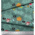 thumbnail image 2 of Soimoi Polyester Crepe Fabric Flag,Treasure Box & Pirate Boy Nautical Print Fabric by Yard 42 Inch Wide, 2 of 3
