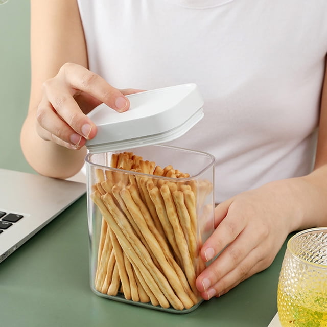 Vrorvz Airtight Food Storage Containers Set for Kitchen Pantry Organization Transparent Stackable Plastic Sealed Grain Snack Storage with Wide Mouth for Easy Pouring and Space Saving
