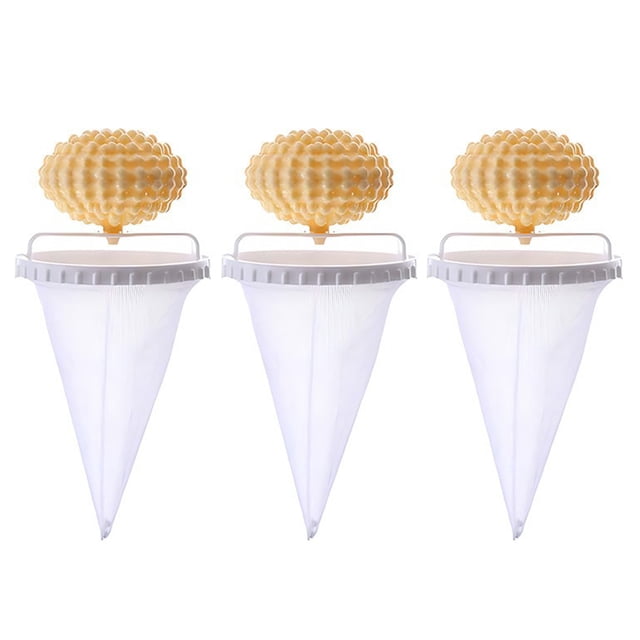 Attrape-poils Réutilisable pour Laveuse 3 Pcs Sacs en Maille Filtrants Anti-Peluches pour Enlever les Poils d'Animaux, Collecteur de Débris de Lessive, Compatible avec Chargeurs Frontaux/top